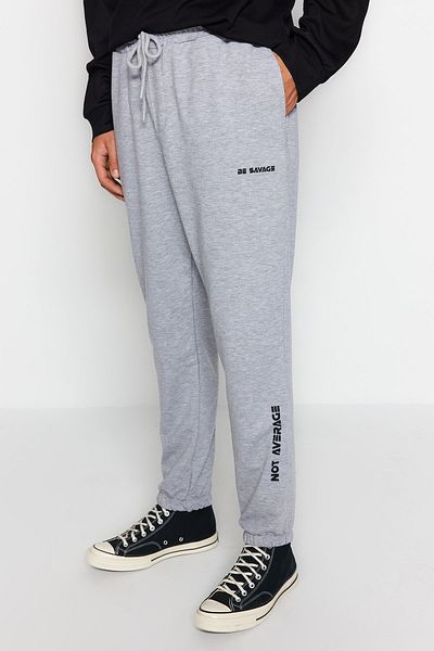 Trendyol Collection Regular Cut Gray Printed Sweatpants - TMNAW23EA00152