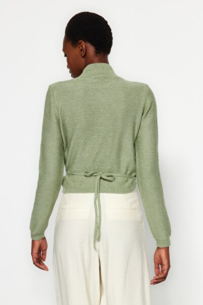 Trendyol Collection Tyrkysová třpytivá kravata Detailní pletený svetr TWOAW24KZ00956