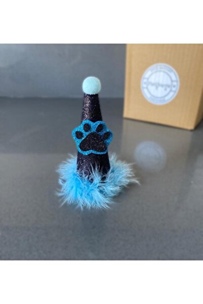 Patisserie Store Black and Blue Paw Pattern Cat Birthday/Party Hat - Cowl!