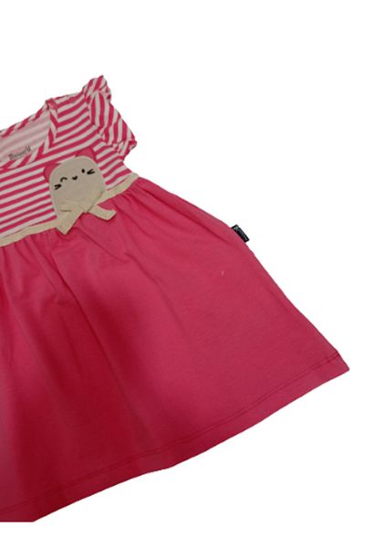 Miniworld MINIWORLD BABY GIRL STRIPED RABBIT FIGURED DRESS PINK