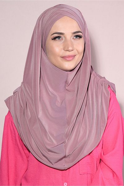 Nowa Scarf Ready-made Boneli Interlocking 3-Band Hijab Hijab Dried Rose