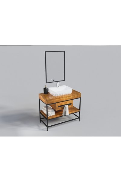 NT Concept Ntconcept Liv Ayna Çerçeveli Doğal Ahşap Lavabo Hilton(UZUNLUK 130CM-YÜKSEKLİK 76CM-DERİNLİK43CM)