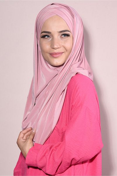 Nowa Scarf Ready-made Boned Snap-on 3-Stripes Hijab Hijab Powder Pink