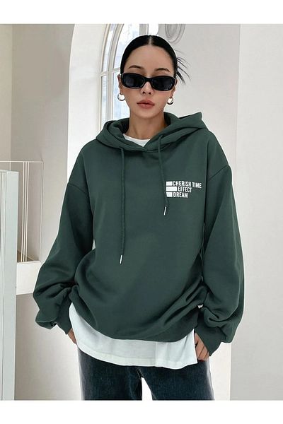 Machetta Μεγάλο μέγεθος Unisex Cherish Time εμπρός και πίσω με στάμπα Oversize Hoodie : Φούτερ με κουκούλα