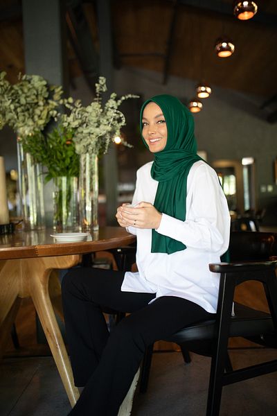 ELANS Combed Cotton Ready Practical Shawl Emerald Green