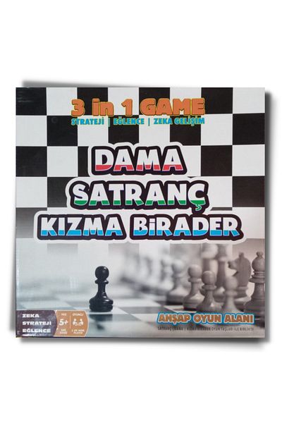 Hobi Eğitim Dünyası Uzaktangelir Wooden Base Chess Set Checkers - Chess - Ludo 3 Piece Game