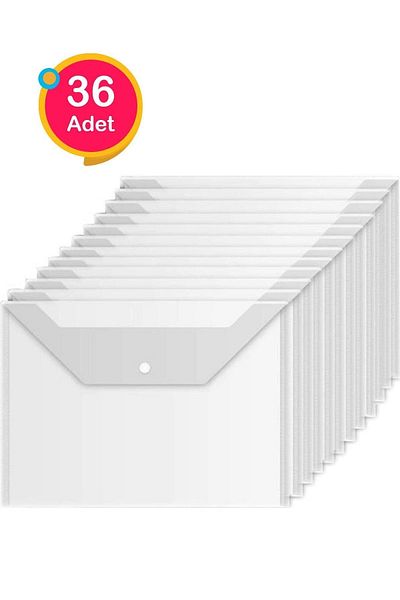 Noki Transparent Document Envelope with Snap Fasteners 36 Pieces