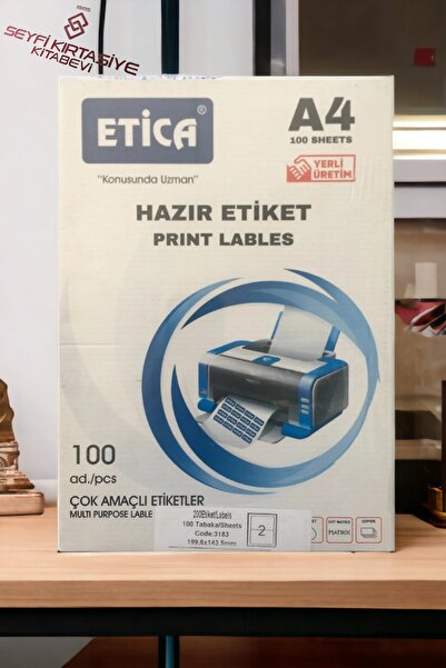 SEYFİKİRTASİYE 3183 ETİCA LAZER ETİKET A4 2'Lİ HAZIR ETİKET HER YAZICI UYUMLU...