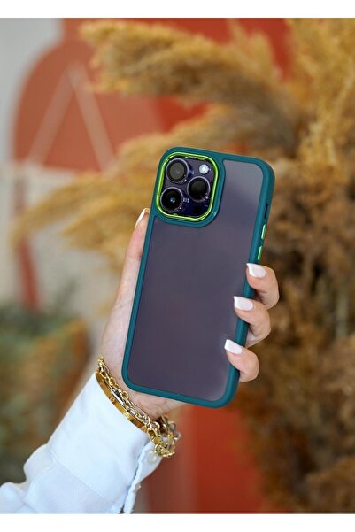 butikcase İphone 14 Pro Max Uyumlu Renkli Nikelaj Krom Kamera Yükseltili Şeff...