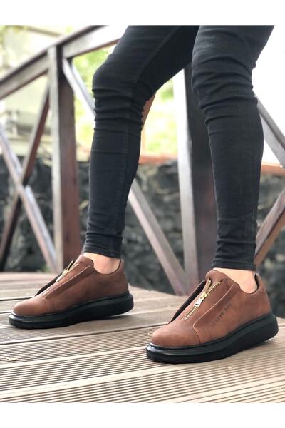 BOA BA0310 BOA Thick High Sole Zippered Tan Black Men's Shoes