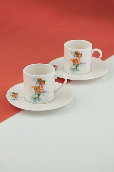 Bursa Porselen Dekor Fairy orange coffee cup set for two