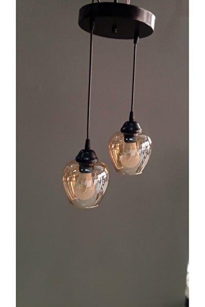 ZM AYDINLATMA 2'Lİ AÇIK AĞIZ CAMLI GOLD SARKIT AVİZE