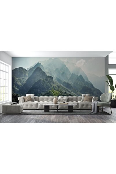 LOTUS AURA Dağ Manzaralı Gerçek Resim Salon Duvar Kağıdı, Doğa Manzaralı Oturma Odası Duvar Resmi