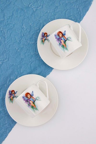 Bursa Porselen Dekor Fairy blue coffee cup set for two