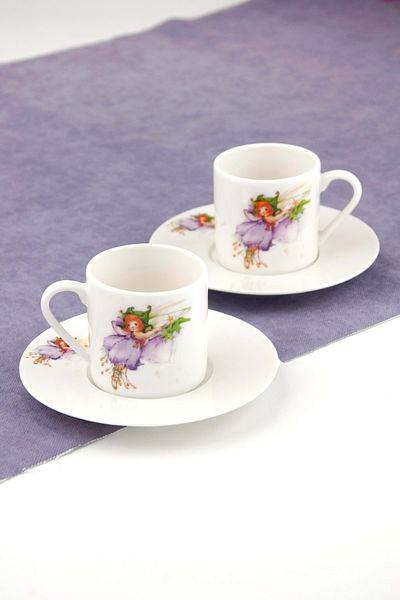 Bursa Porselen Dekor Fairy violet coffee cup set for two