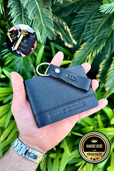 CüzCan SAFİANO Siyah Hakiki Deri Kişiye Özel İsim Baskılı Cüzdan (Hakiki Deri...