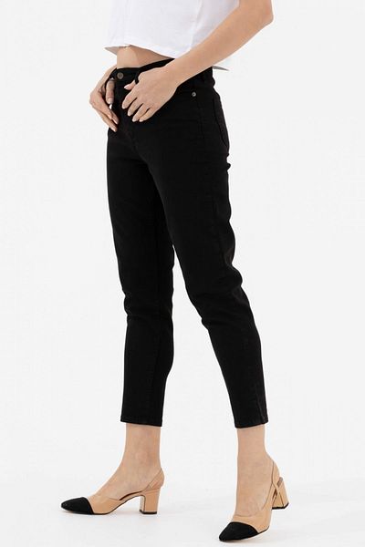 BROSERER Tonyy Blugi negri Mom cu talie înaltă de damă Pantaloni de denim flexibili din lycra momjean