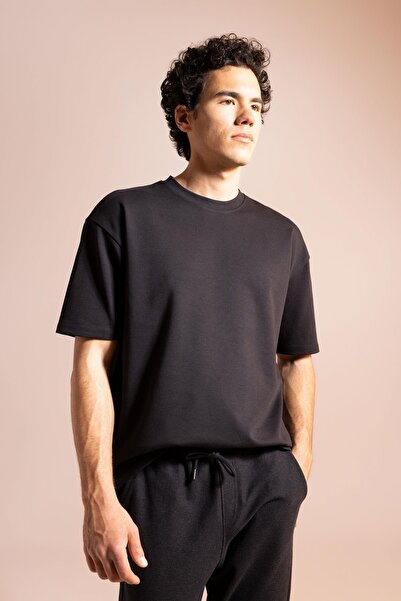 DeFacto Oversize Fit Bisiklet Yaka Pamuklu Ağır Kumaş Tişört X3926az23sp