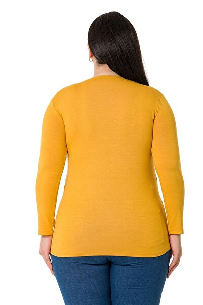 DISENTIS MODEST Plus Size Crew Neck Long Sleeve Viscose Mustard Body