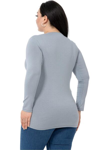DISENTIS MODEST Plus Size Crew Neck Long Sleeve Viscose Light Gray Body
