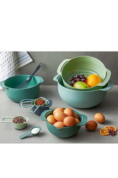 English Home Green Mix Me 9 Pieces Plastic Mixing Bowl - 31 Cm