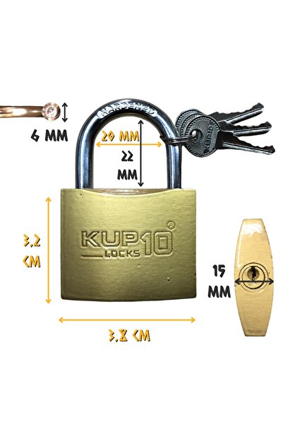 Kupa Padlock Yellow 38 Mm- 3 Switched