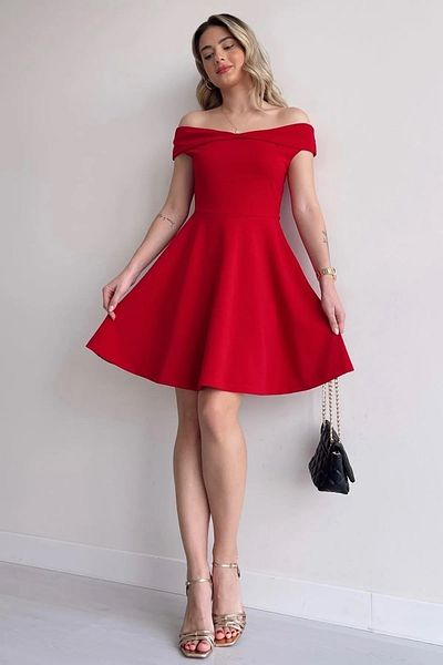 vuvutasarım New Season Γυναικείο Stretchy Scuba Crepe Fabric Madonna Collar Κοντό μίνι φόρεμα 079