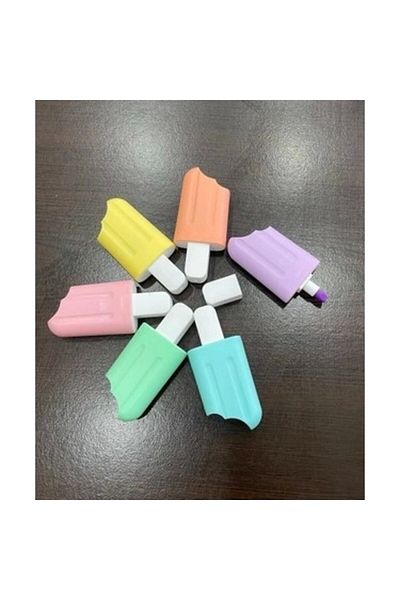 Rubenis Highlighter Pen Ice Cream Shape Pastel Color Bag Mini 6 Pcs 1900