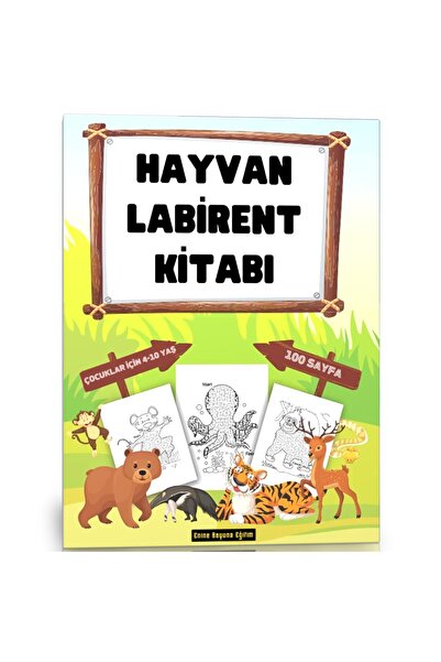 Enine Boyuna Eğitim Animal Maze Puzzle Book (100 Pages)