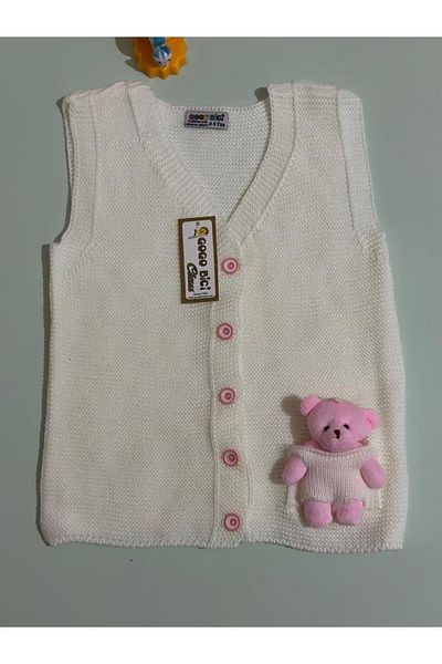 gogo bici Girl's Knitwear Vest with Teddy Bear