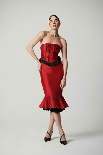 BASAKLA OFFICIAL Flannel Pencil Skirt