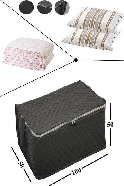 ADARYA HOME Large Size Storage-Quilt Storage 100x50x50 (GREY)