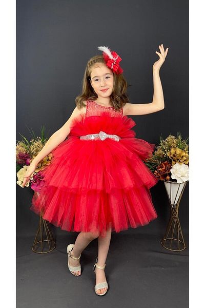 renkli diyar Tutu Evening Dress with Sequined Puffy Skirt for Girl - for Birthday and Graduation