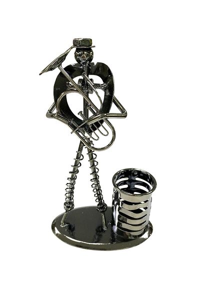 Elif Tuba Playing Man Figured Desktop Metal Pen Holder605716