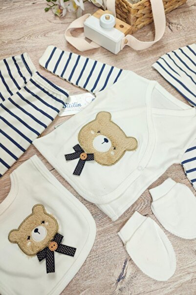 Sitilin Baby Boy Teddy Bear Luxury 5-Piece Hospital Discharge Newborn Set Stl6218