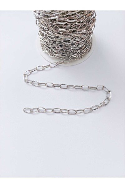 REN AKSESUAR سلسلة مشبك ورق نيكل فضية اللون 1 متر