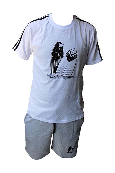 Wooppo -Men's Shorts Set-White/Grey