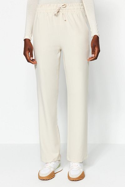 Trendyol Collection Stone Straight Cut Elastic Waist Woven Trousers TWOAW24PL00305