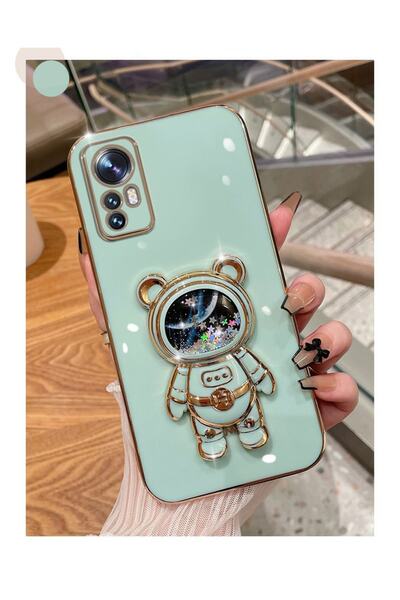 AKSEFİZZ Redmi Note 12s Uyumlu Akışkan Sıvılı Simli Yıldızlı Ayıcık Astronot ...