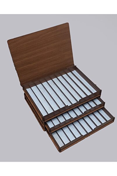 aswood Kişiye Özel İsim Yazılabilir Hediyelik 3 Katlı 30'lu Ahşap Tesbih Koleksiyon Kutusu