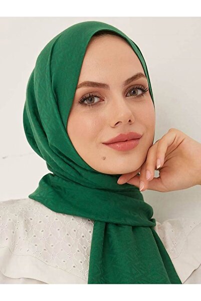 LOSYANA Piramit Desen Pamuk Jakar Şal-koyu Yeşil