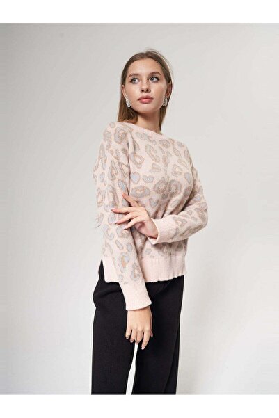 evva Leopard Pattern Sweater Powder