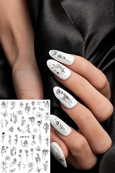BearPear Flower Girl Nail Art Tırnak Sticker Çiçekli Tırnak Dövmesi
