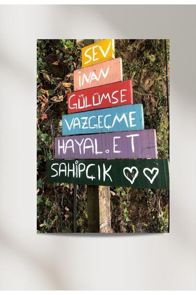Hobiart Motivasyon 33x48 Poster Duvar Posteri Çift Taraflı Bant Hediye