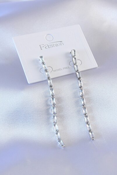 Clariss Zircon Stone Detailed Silver Women's Earrings