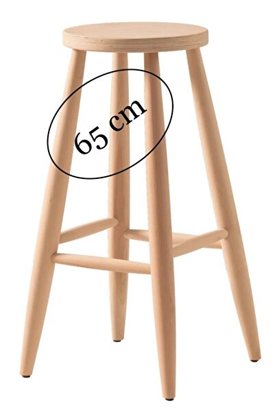 EHM Ham Ahşap 65 Cm Yuvarlak Bar Tabure Sandalye