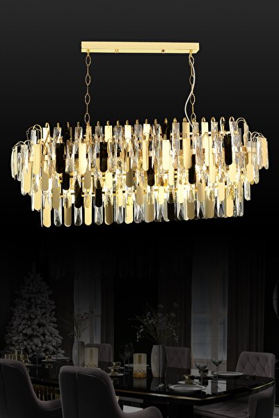 RONİSU AYDINLATMA Daisy Yemek Masası Taşlı Avize