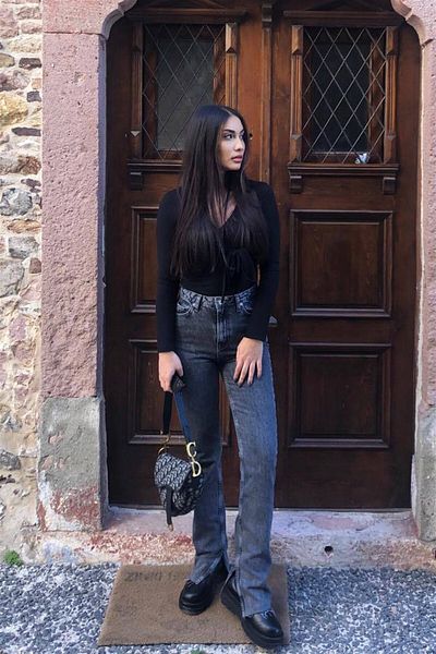 MAKRAS EXCLUSIVE Le Lis High Waist Lycra Slit Ψηλόμεσο Slim Flare Jeans