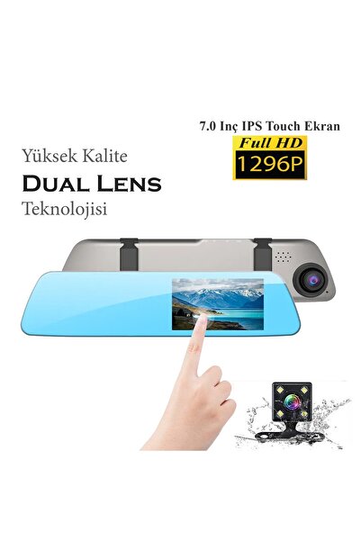 Joyecar ® J7 7" Ips Dokunmatik Ekran Dual Lens Full Hd Dikiz Ayna Araç Kamerası