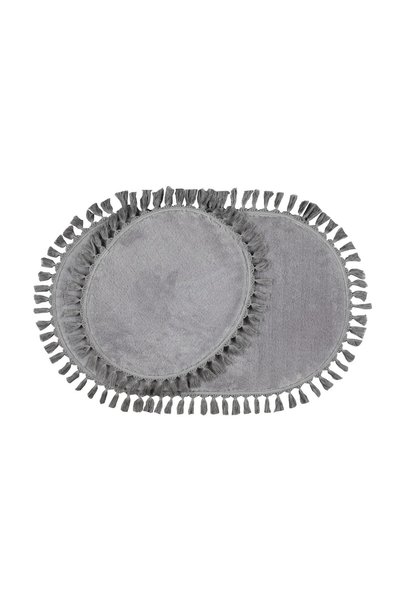 LİNOS HOME Plush Oval Pompom Fringed Toilet Set Modern Carpet Bath Mat